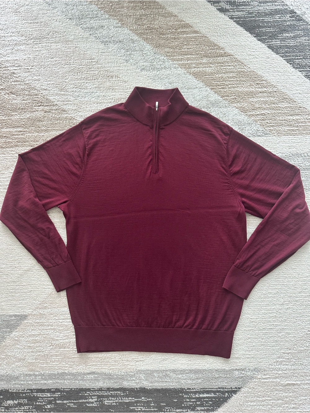 Daniel Cremieux 100% Extra Fine Merino Wool Burgundy Quarter Zip Sweater Size XL